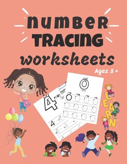 Front cover_number tracing worksheets Ages 3+