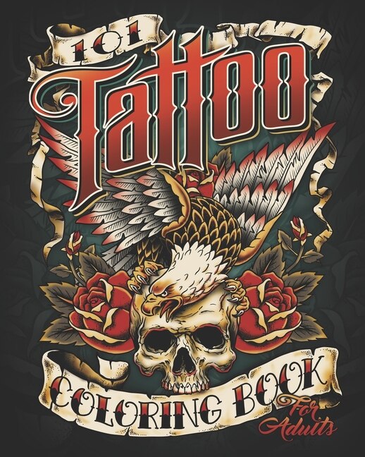 Front cover_101 Tattoo Design Coloring Book for Adults