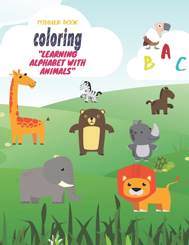 Front cover_Toddler coloring book Learning alphabet with animals