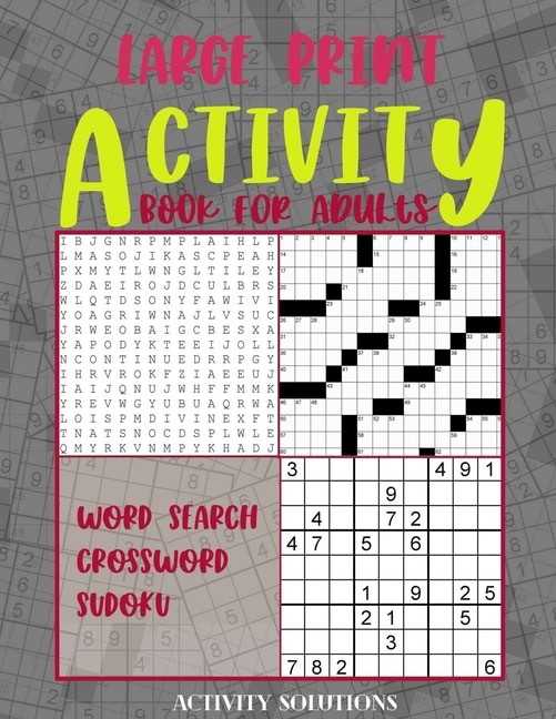 Couverture_Large Print Activity book for Adults - Word search Crossword Sudoku
