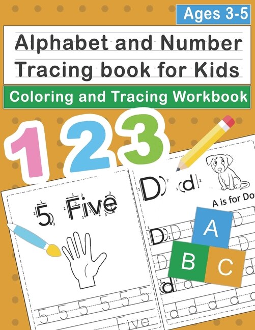 Front cover_Alphabet and Number Tracing book for kids Ages 3-5