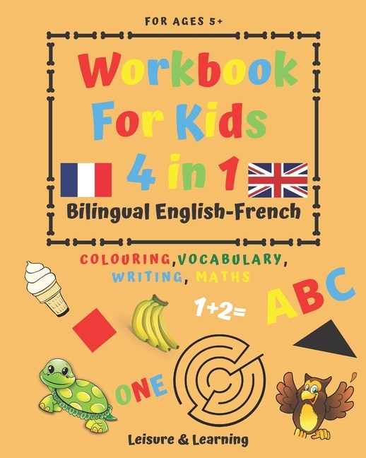 Front cover_Children's Activity Book 4-in-1 Bilingual English-French