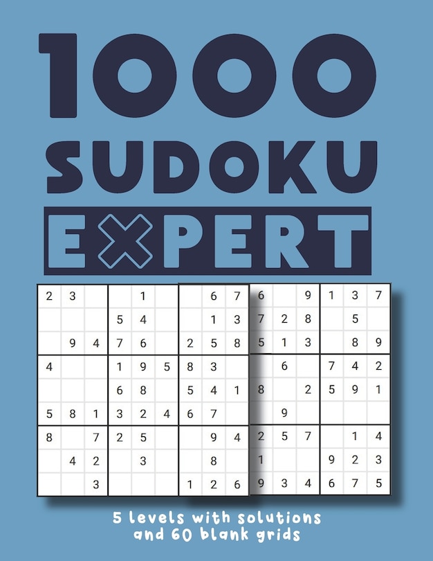 Front cover_1000 Sudoku Expert 5 levels with solutions and 60 blank grids