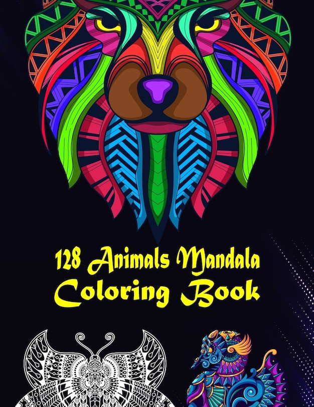 Front cover_128 Animals Mandala Coloring Book
