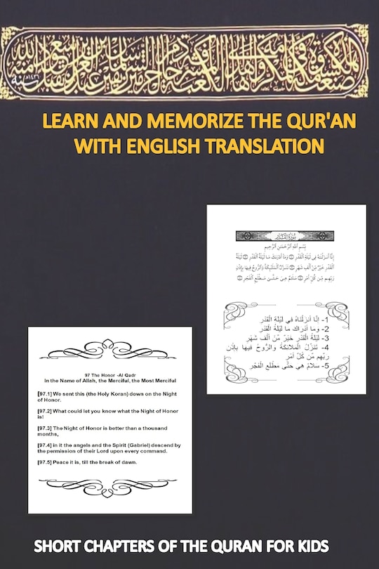 Couverture_Learn and memorize the qur'an with english translation, SHORT CHAPTERS of THE QURAN FOR KIDS