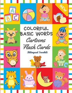 Front cover_Colorful Basic Words Cartoons Flash Cards Bilingual Swahili