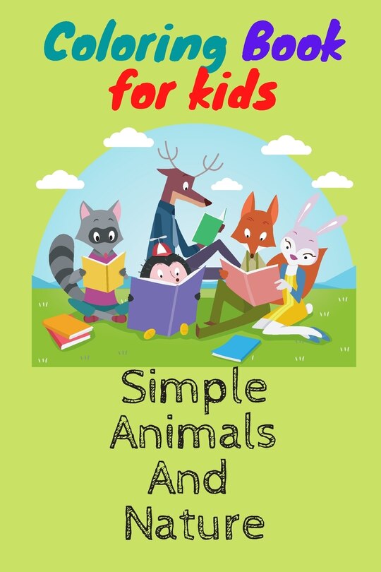 Front cover_coloring book for kids simple animals and nature
