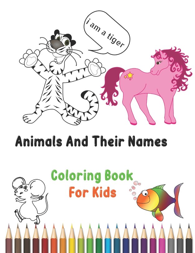 Front cover_Animals And Their Names Coloring Book For Kids