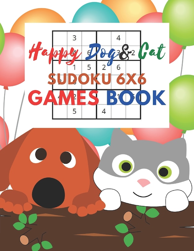 Front cover_Happy Dog & Cat Sudoku 6x6 Games Book