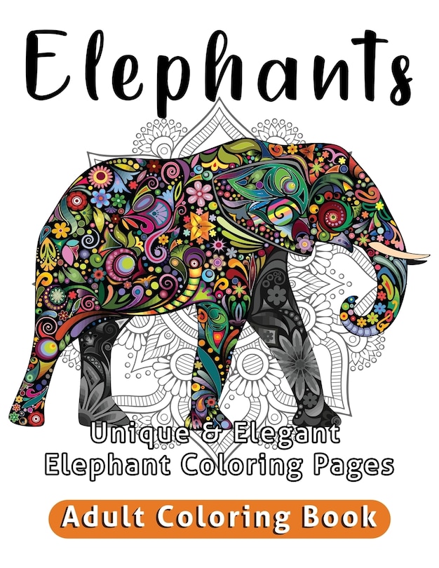 Front cover_Elephants Adult Coloring Book