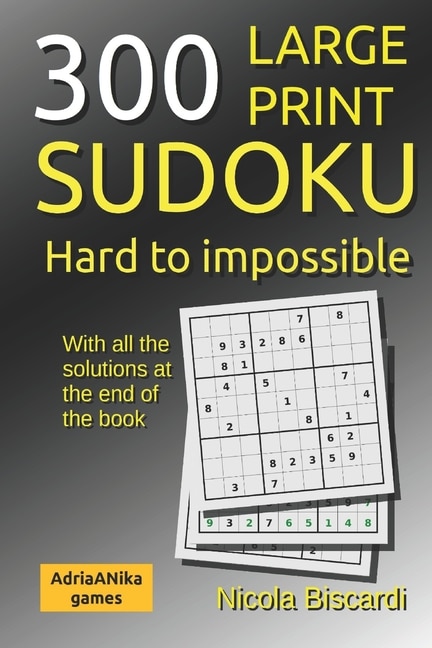 Couverture_300 large print SUDOKU from hard to impossible