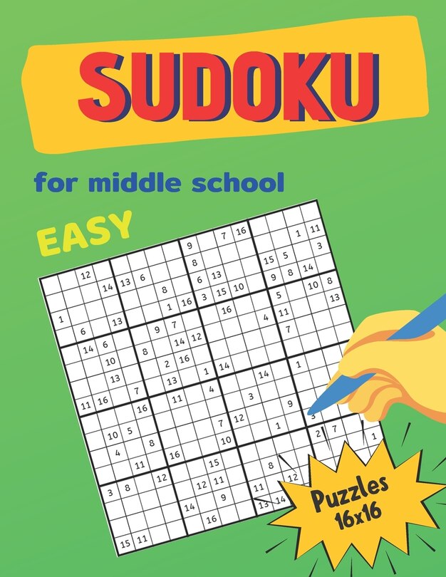 Front cover_Easy Sudoku For Middle School Puzzles 16x16