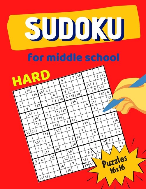 Front cover_Hard Sudoku For Middle School Puzzles 16x16