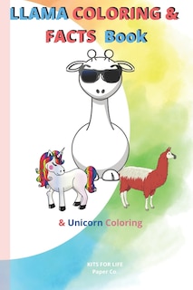 Front cover_LLAMA COLORING & FACTS Book & Unicorn Coloring
