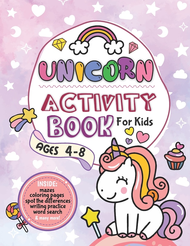 Unicorn Activity Book For Kids Ages 4-8: Coloring, Mazes, Word Search And More (for Kindergarten, Preschool Kids Activity Books)