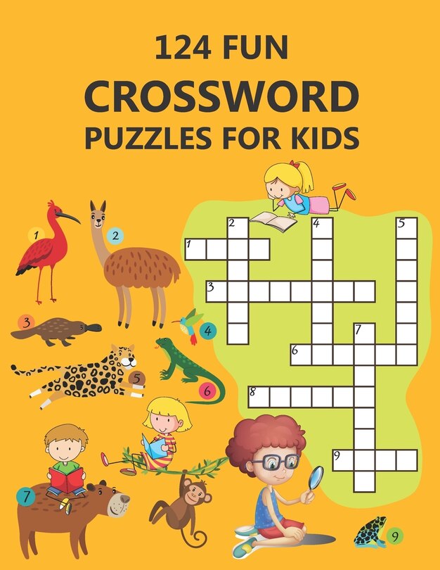 Front cover_124 Fun Crossword Puzzles for Kids