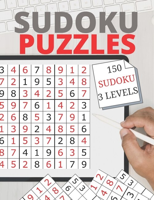 Front cover_sudoku puzzles 150 SODUKU 3 LEVELS