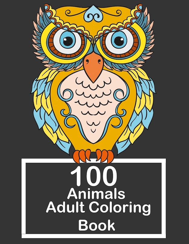 Front cover_100 Animals Adult Coloring Book