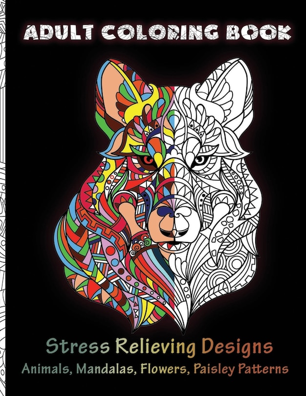 Front cover_Adult Coloring Book Stress Relieving Mandala Animal Designs