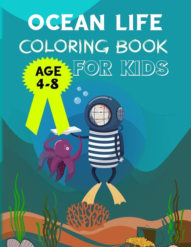 Front cover_ocean life coloring book for kids age 4-8