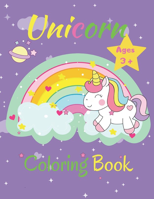 Front cover_Unicorn Coloring Book Ages 3+