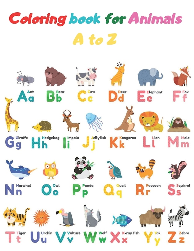 Front cover_Coloring book for Animals A to Z