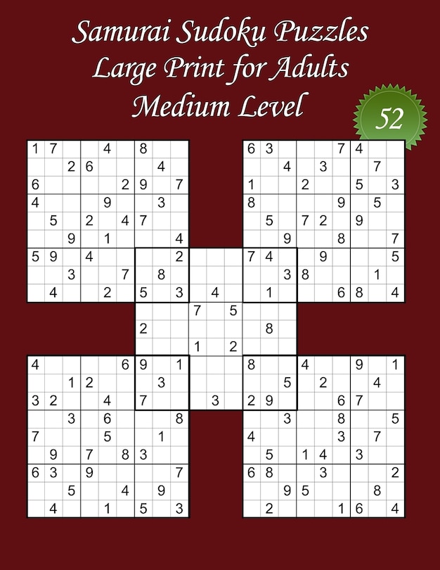 Couverture_Samurai Sudoku Puzzles - Large Print for Adults - Medium Level - N°52