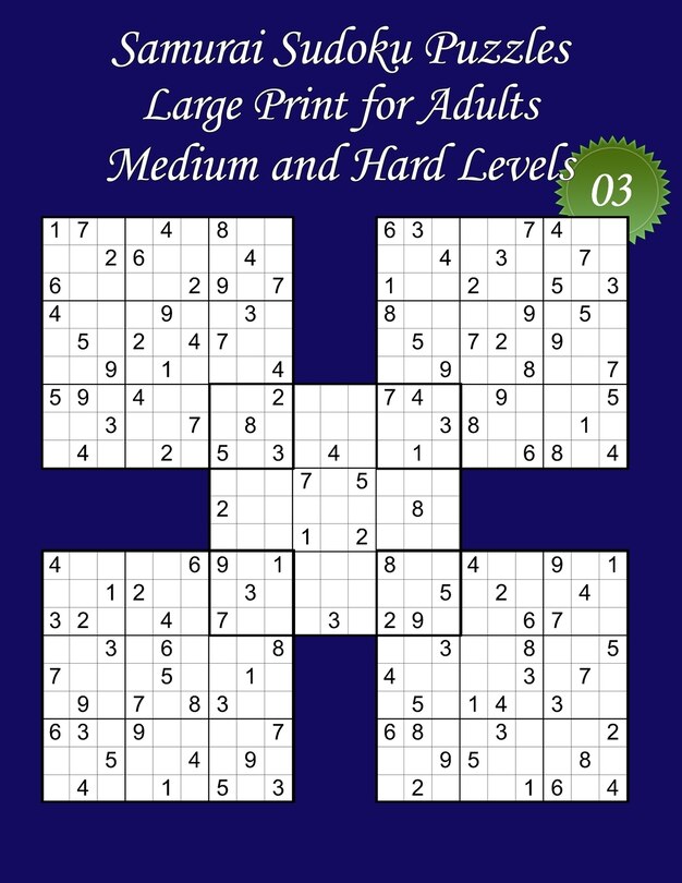 Front cover_Samurai Sudoku Puzzles - Large Print for Adults - Medium and Hard Levels - N°03