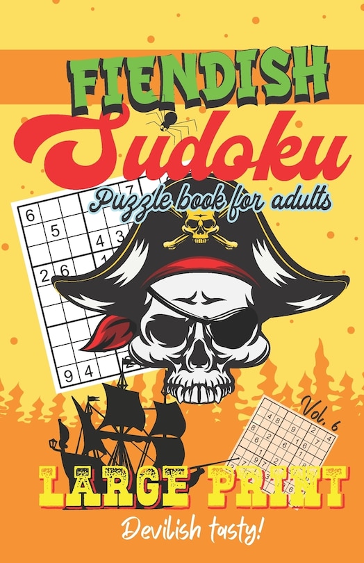 Front cover_Fiendish Sudoku - Puzzle Book for Adults - Large Print - Devilish tasty!
