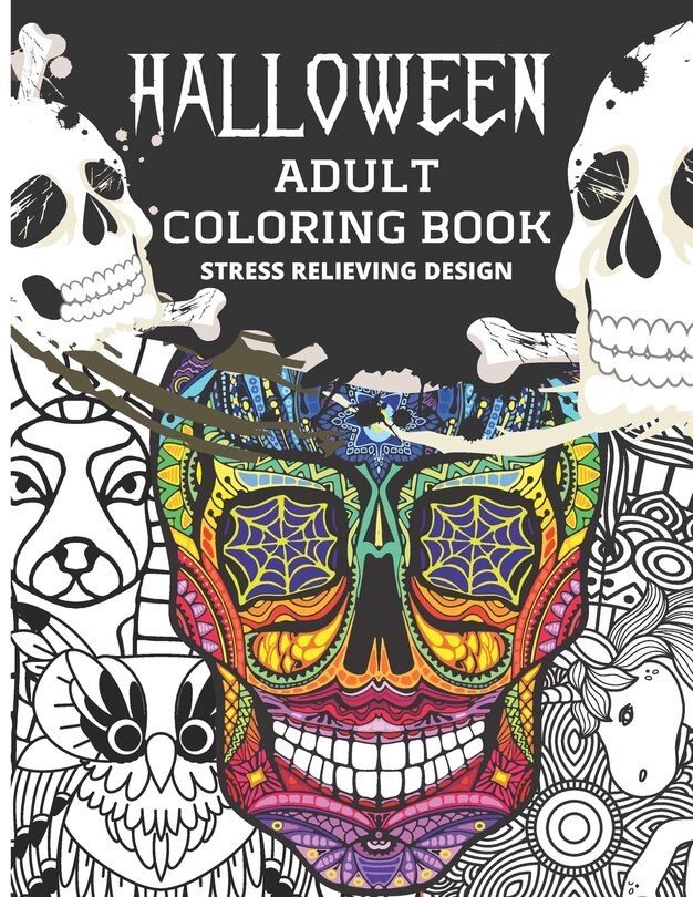 Front cover_Halloween Adult Coloring Book Stress Relieving Design