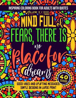 Front cover_Inspiring coloring book for adults with quotes Volume I / III