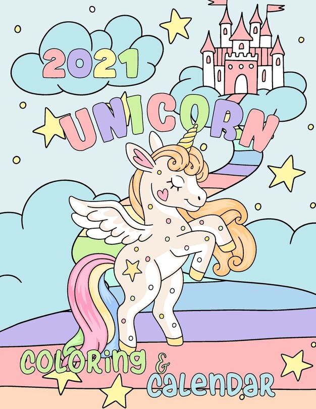 Front cover_Unicorn Coloring Calendar 2021