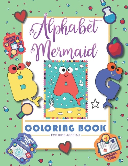 Front cover_Alphabet Mermaid coloring book for kids