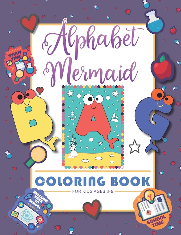 Front cover_Alphabet Mermaid coloring book for kids