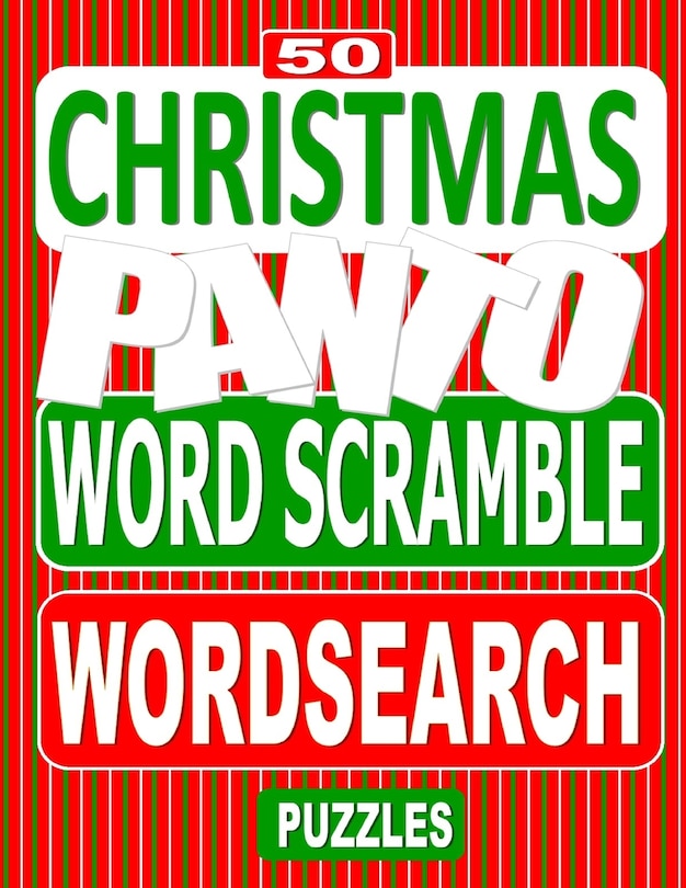 Front cover_50 Christmas Panto Word Scramble Word Search Puzzles