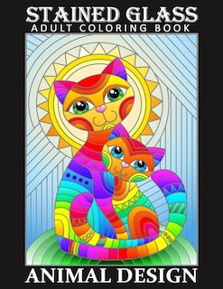 Front cover_Stained Glass Adult Coloring Book - Animal Desing