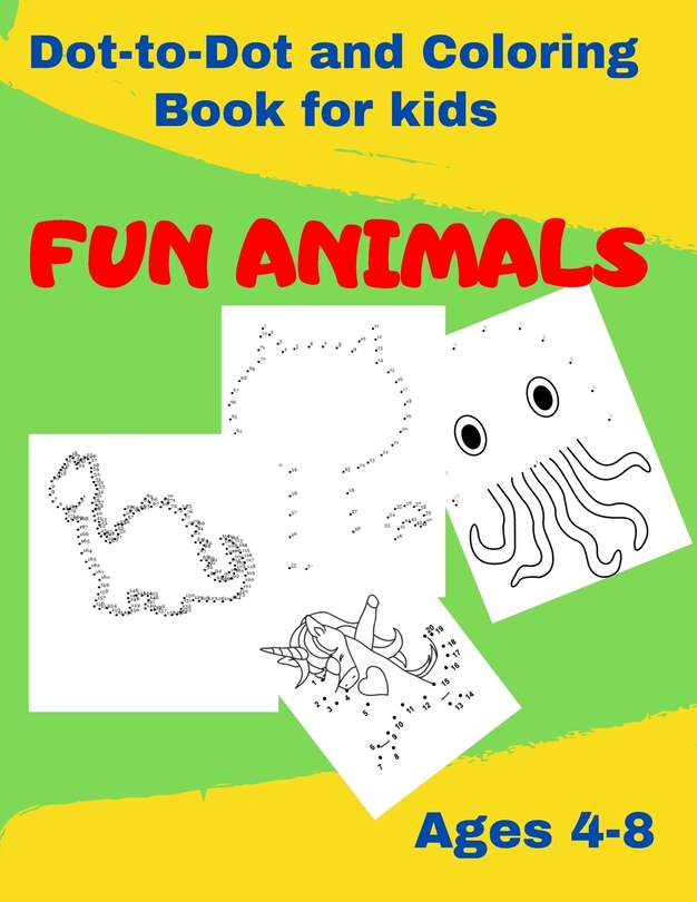 Front cover_Dot-to-Dot and Coloring Book for kids - FUN ANIMALS