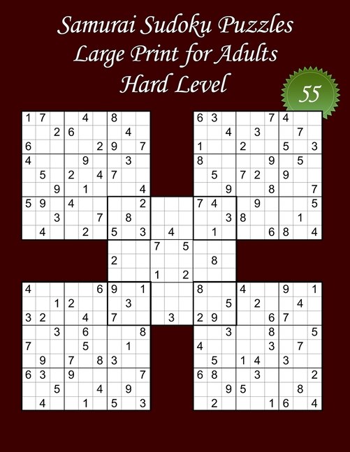 Front cover_Samurai Sudoku Puzzles - Large Print for Adults - Hard Level - N°55