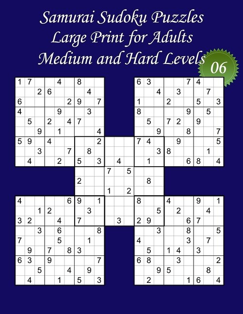 Couverture_Samurai Sudoku Puzzles - Large Print for Adults - Medium and Hard Levels - N°06