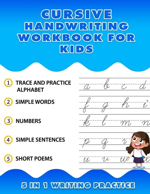 Front cover_Cursive Handwriting Workbook for Kids 5 in 1 Writing Practice