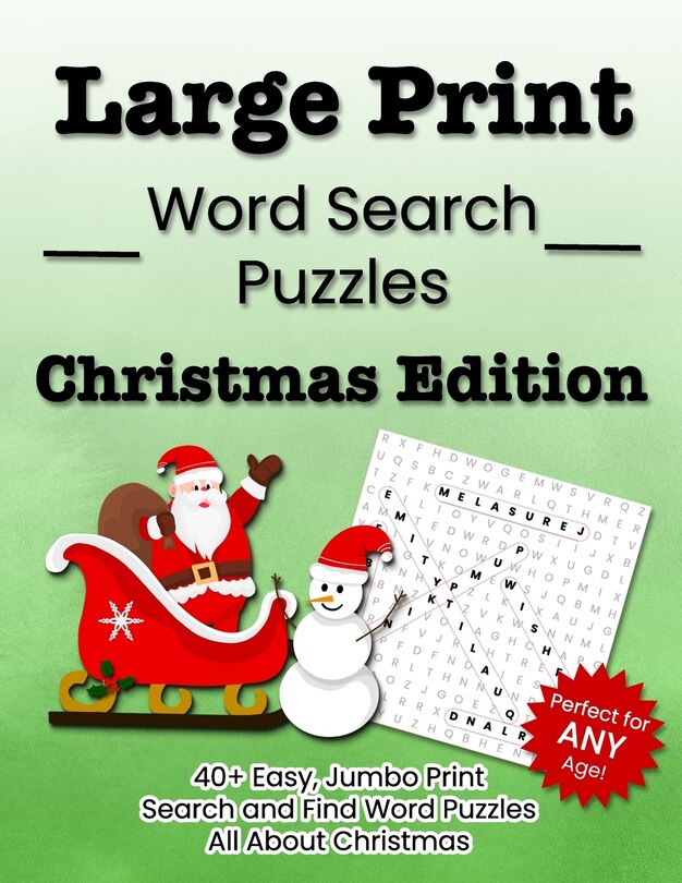 Front cover_Large Print Word Search Puzzles Christmas Edition