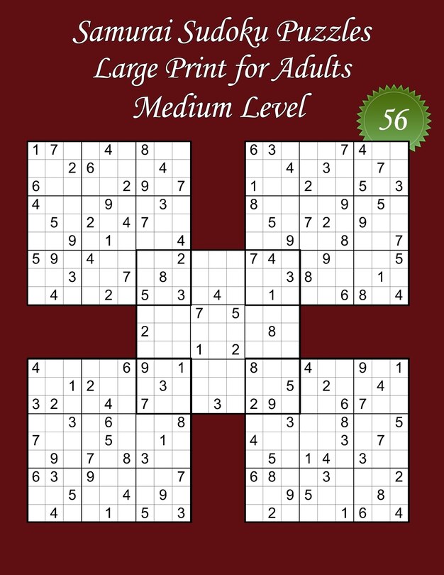 Couverture_Samurai Sudoku Puzzles - Large Print for Adults - Medium Level - N°56