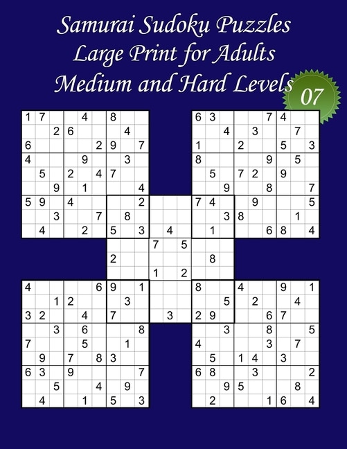 Front cover_Samurai Sudoku Puzzles - Large Print for Adults - Medium and Hard Levels - N°07