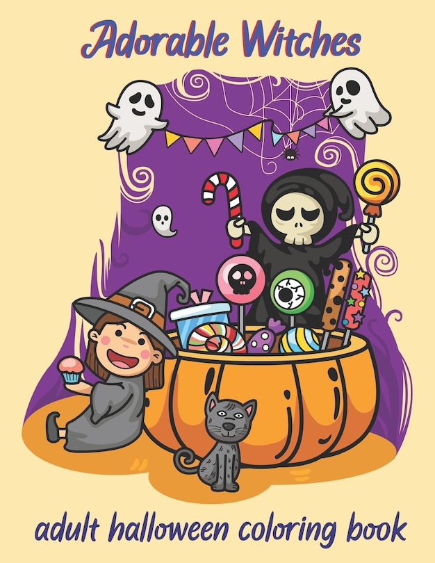 Front cover_Adorable Witches-Adult Halloween Coloring Book