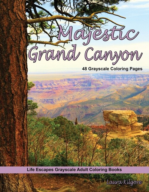 Majestic Grand Canyon Grayscale Adult Coloring Book: 48 grayscale coloring pages of grand canyon, Arizona, desert cactus, rock formations, majestic scenes, mountains, national park, Colorado river and more image number 0