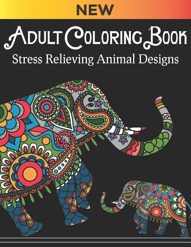 Front cover_Adult coloring book Stress Relieving Animal Designs