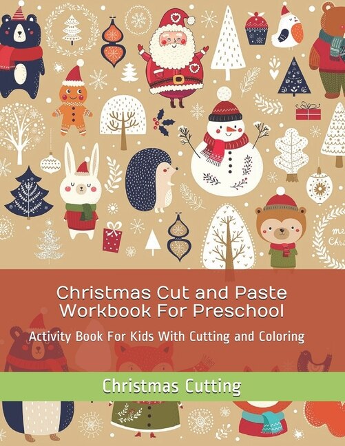 Front cover_Christmas Cut and Paste Workbook For Preschool