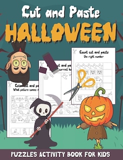 Front cover_Cut and Paste Halloween - Puzzles Activity Book for Kids