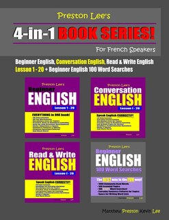 Front cover_Preston Lee's 4-in-1 Book Series! Beginner English, Conversation English, Read & Write English Lesson 1 - 20 & Beginner English 100 Word Searches For French Speakers