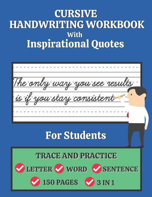 Front cover_Cursive Handwriting Workbook For Students with Inspirational Quotes